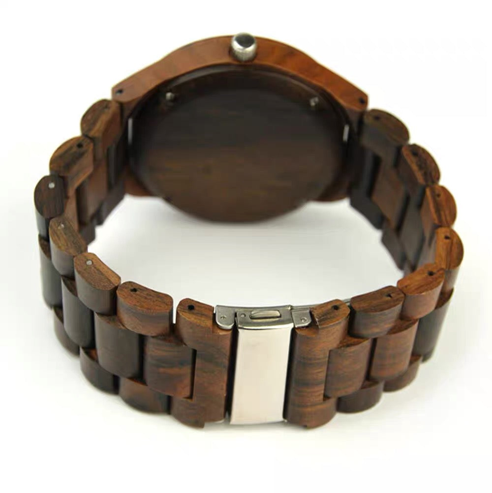 Vintage-style dark wood wristwatch