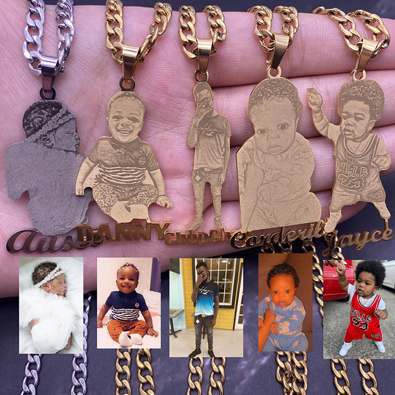 Custom Photo Engraved Pendant Necklace