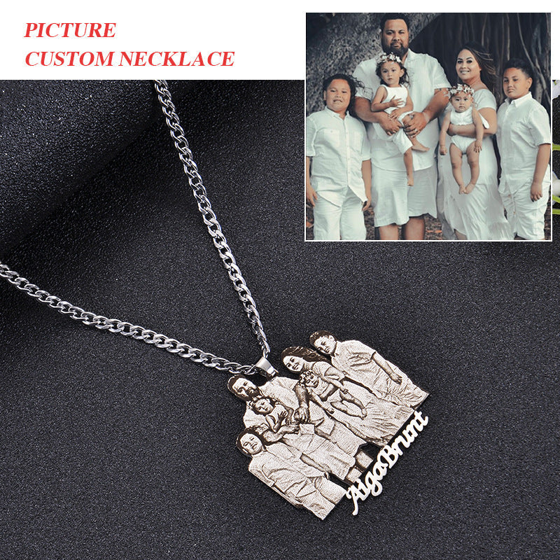 Custom Photo Engraved Pendant Necklace