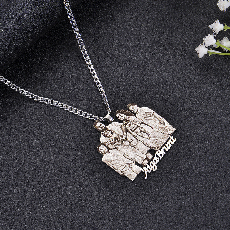 Custom Photo Engraved Pendant Necklace