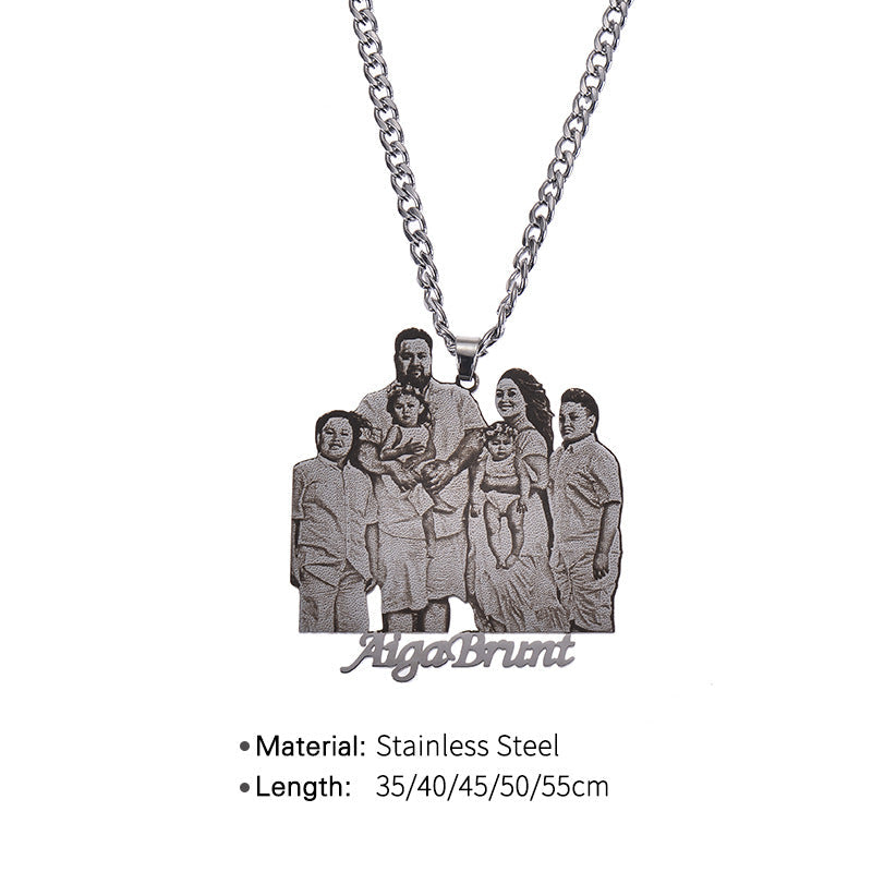 Custom Photo Engraved Pendant Necklace