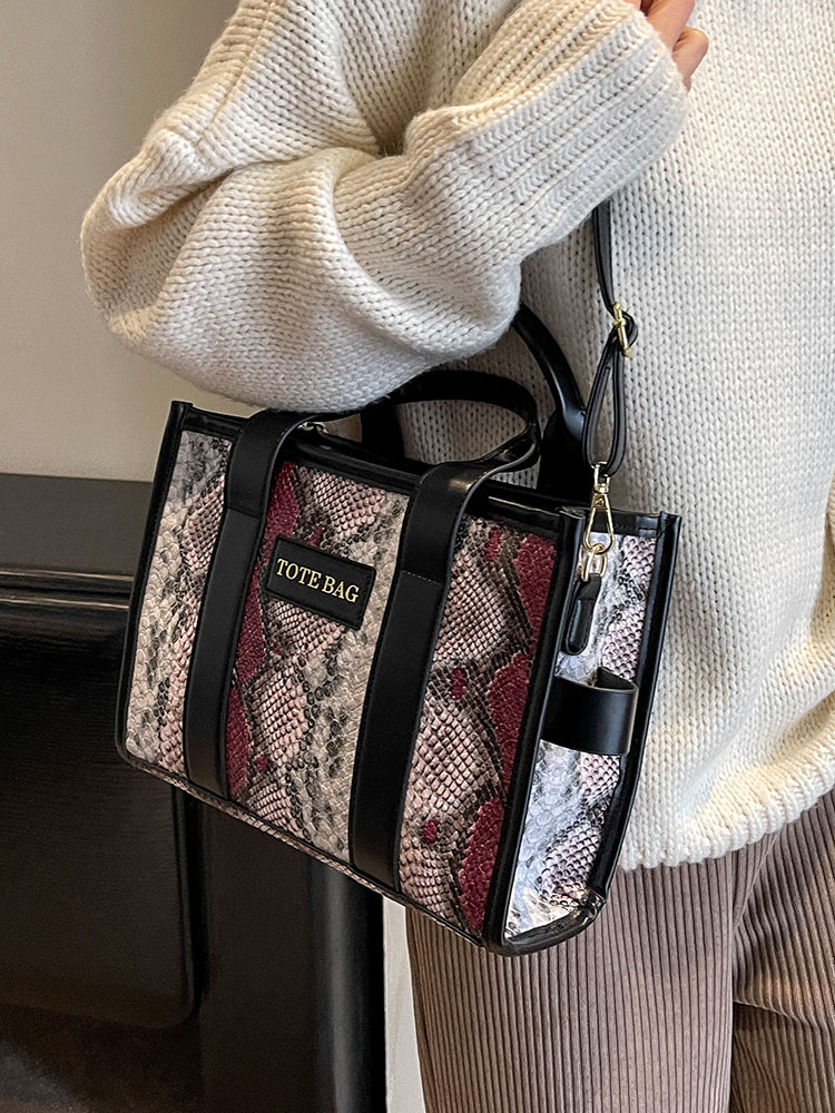 Elegant Snake Print Tote