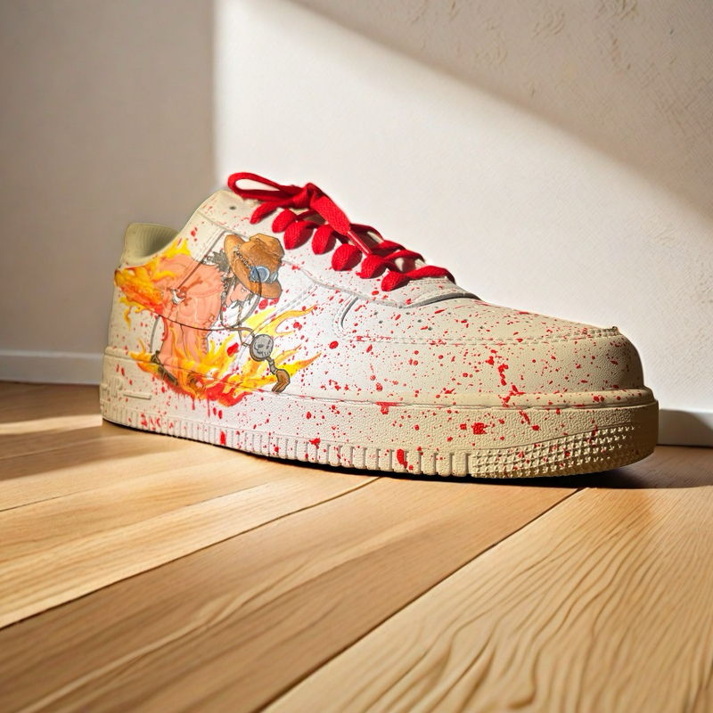 Ace Flame Hand-Painted Sneakers