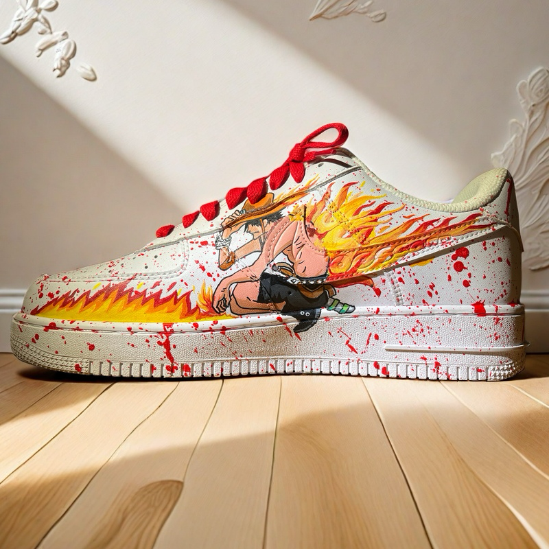 Ace Flame Hand-Painted Sneakers