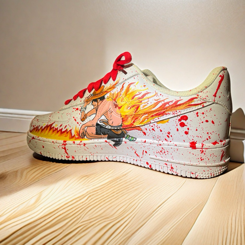 Ace Flame Hand-Painted Sneakers