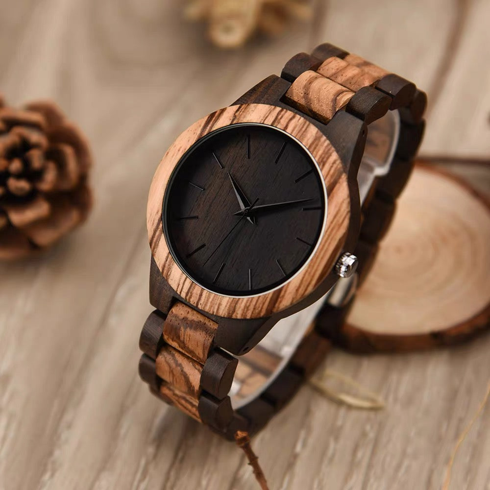 Vintage-style light wood wristwatch