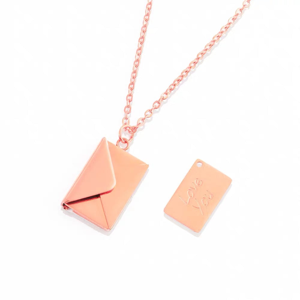 Envelope love letter pendant necklace.