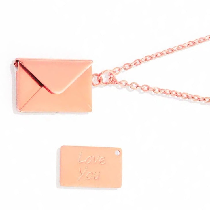 Envelope love letter pendant necklace.