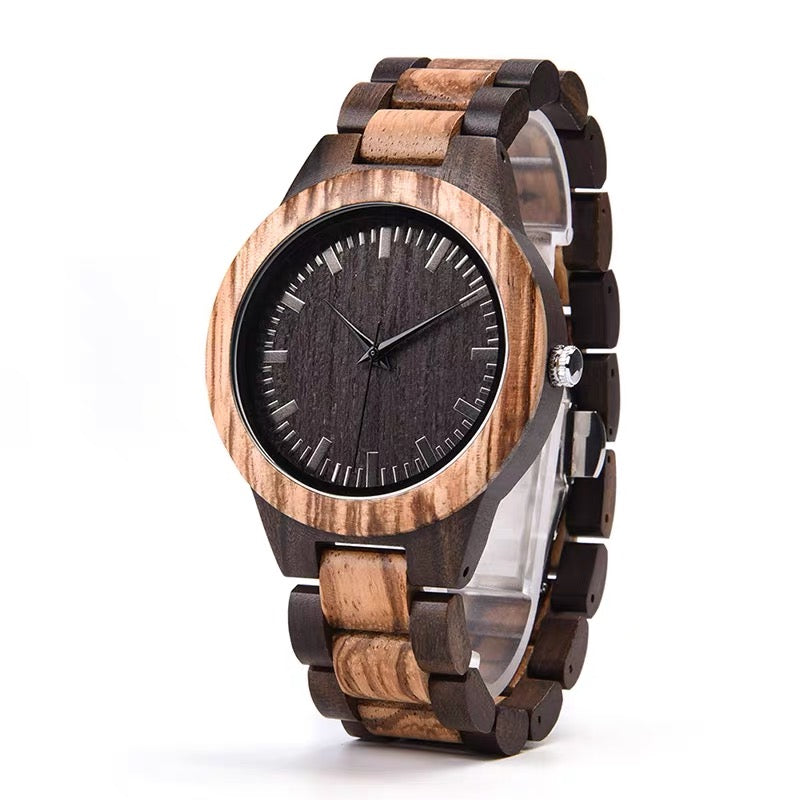 Vintage-style light wood wristwatch