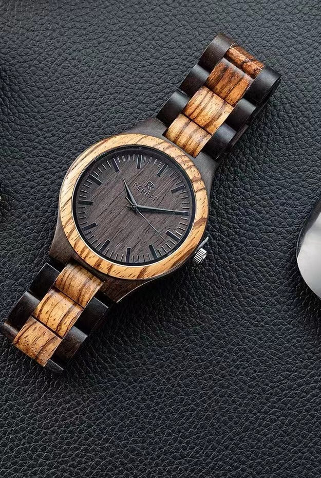 Vintage-style light wood wristwatch