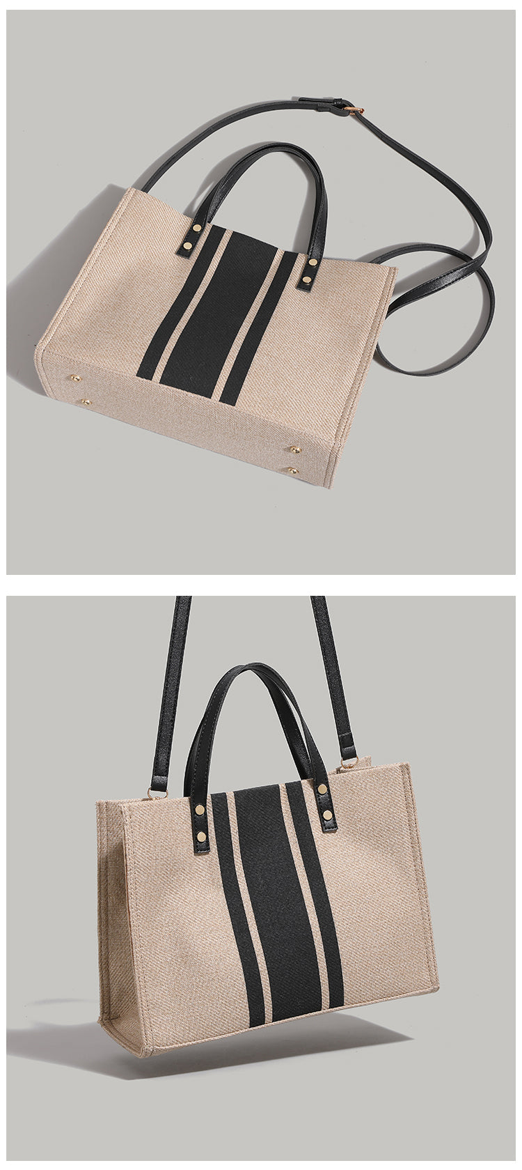 Striped Canvas Custom Embroidery Tote